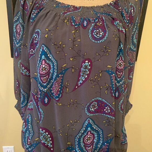 Kensie Paisley Lined Dress. Cinched at the waist - Picture 3 of 7